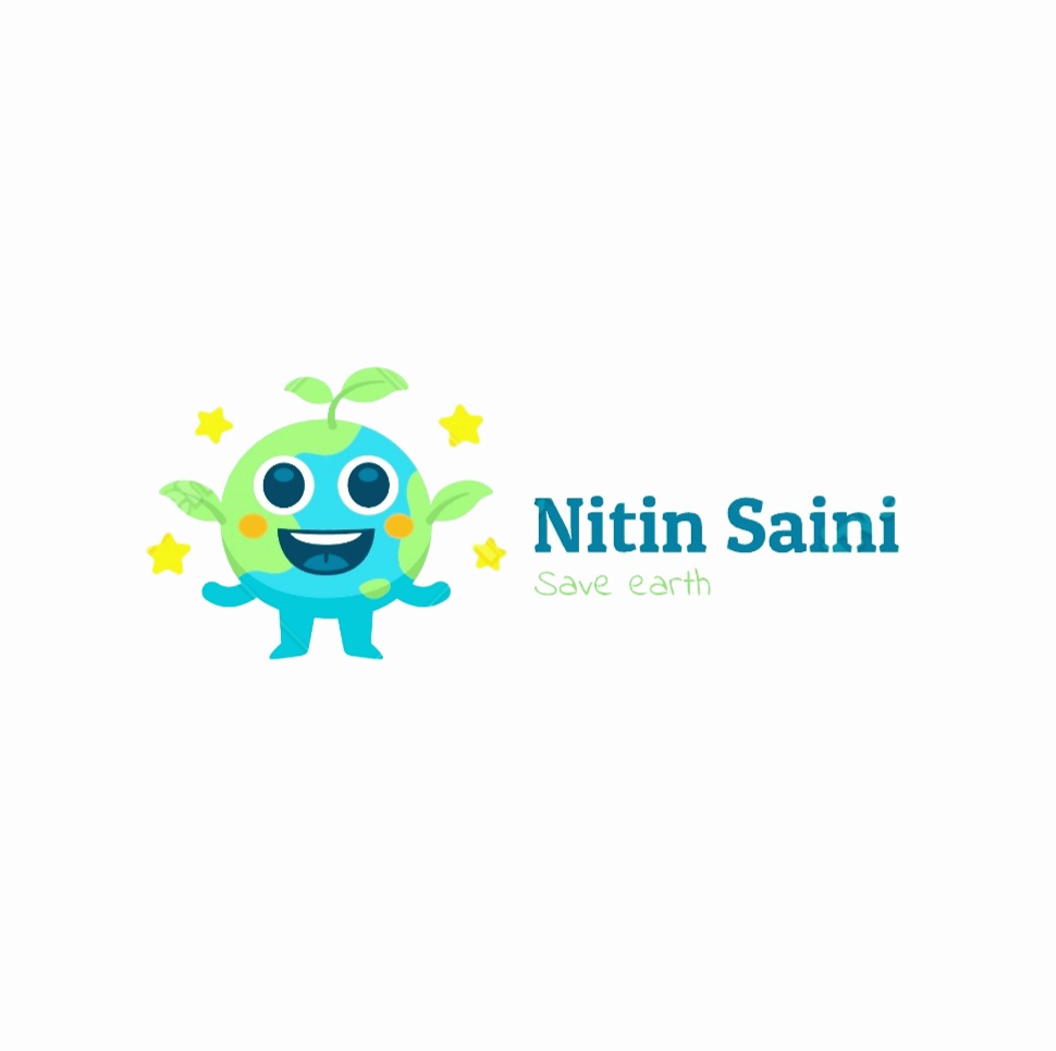 Nitin Saini logo featuring save earth motive